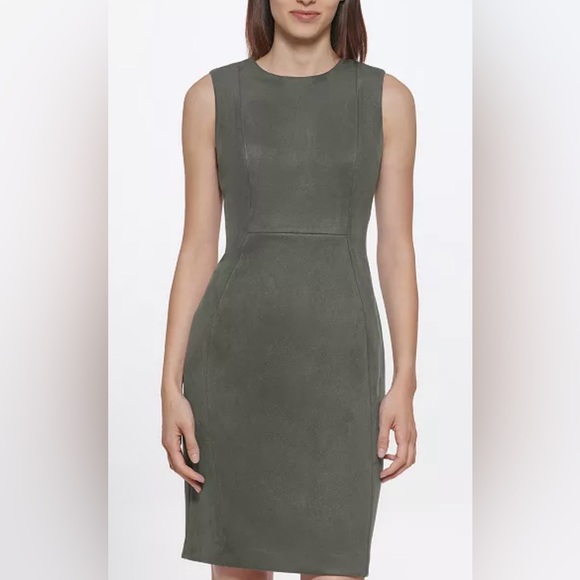 Calvin Klein faux suede sleeveless sheath dress Elegant size 8 - Picture 10 of 10